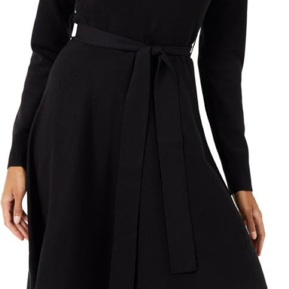 French Connection Judith Tie Waist Long Sleeve A-Line Dress  size M - Picture 6 of 9